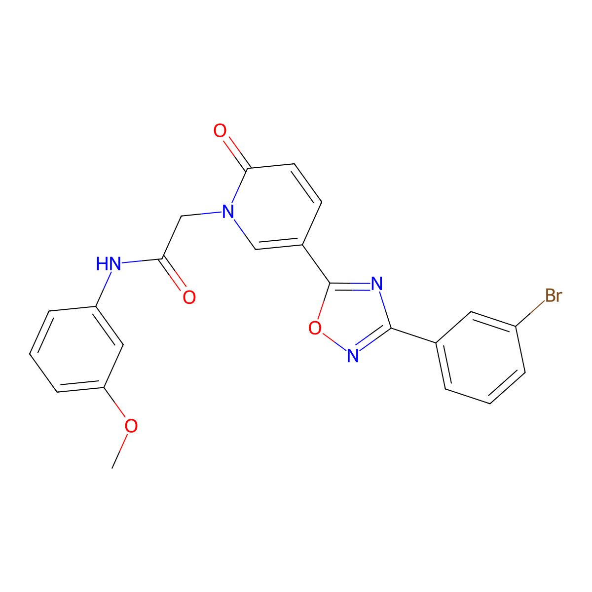 2-(5-(3-(3-bromophenyl)-1,2,4-oxadiazol-5-yl)-2-oxopyridin-1(2H)-yl)-N-(3-methoxyphenyl)acetamide molecular structure, CAS 1326831-53-1