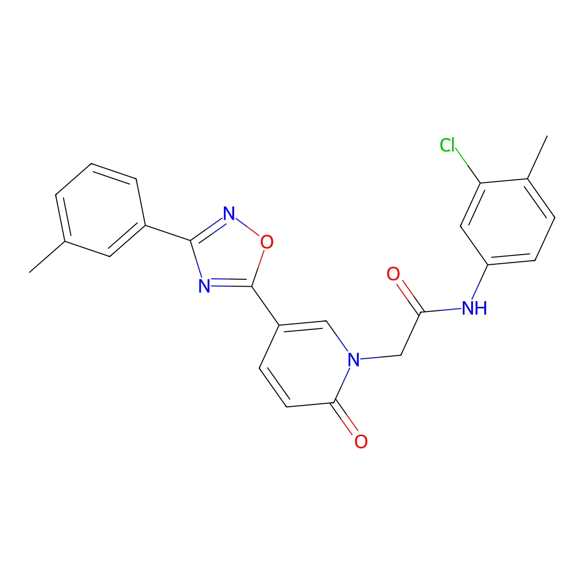 N-(3-chloro-4-methylphenyl)-2-{5-[3-(3-methylphenyl)-1,2,4-oxadiazol-5-yl]-2-oxo-1,2-dihydropyridin-1-yl}acetamide molecular structure, CAS 1326831-76-8