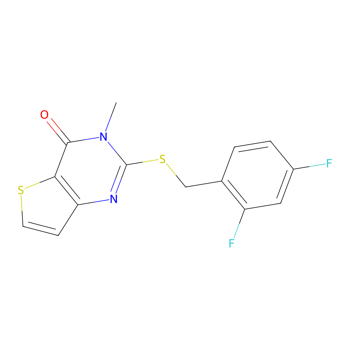 2-[(2,4-difluorobenzyl)sulfanyl]-3-methylthieno[3,2-d]pyrimidin-4(3H)-one molecular structure, CAS 1326832-24-9