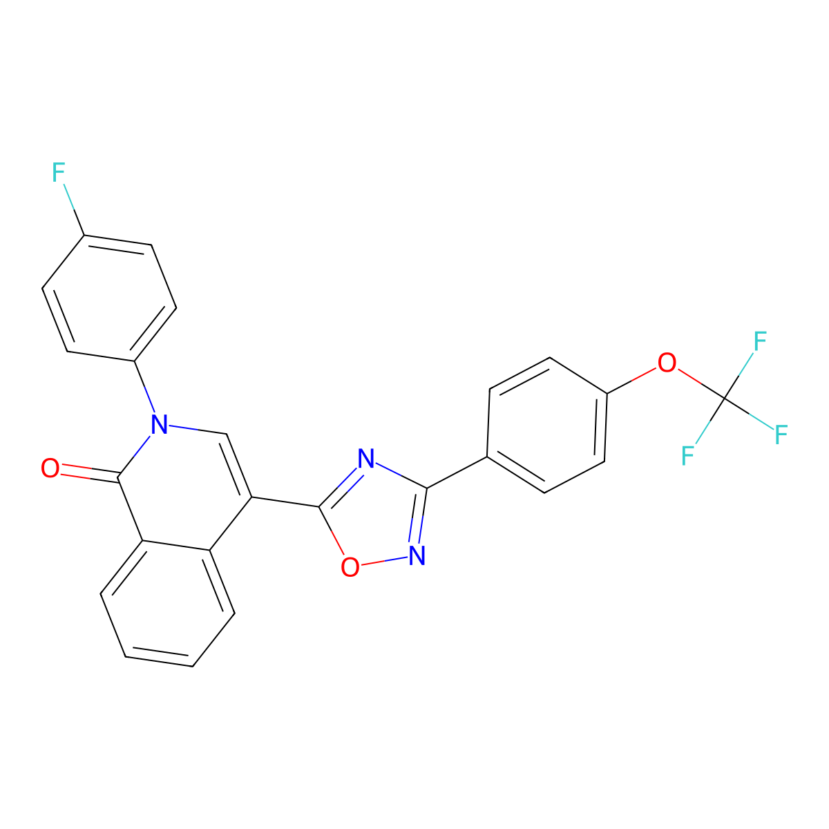 2-(4-fluorophenyl)-4-{3-[4-(trifluoromethoxy)phenyl]-1,2,4-oxadiazol-5-yl}isoquinolin-1(2H)-one molecular structure, CAS 1326832-65-8
