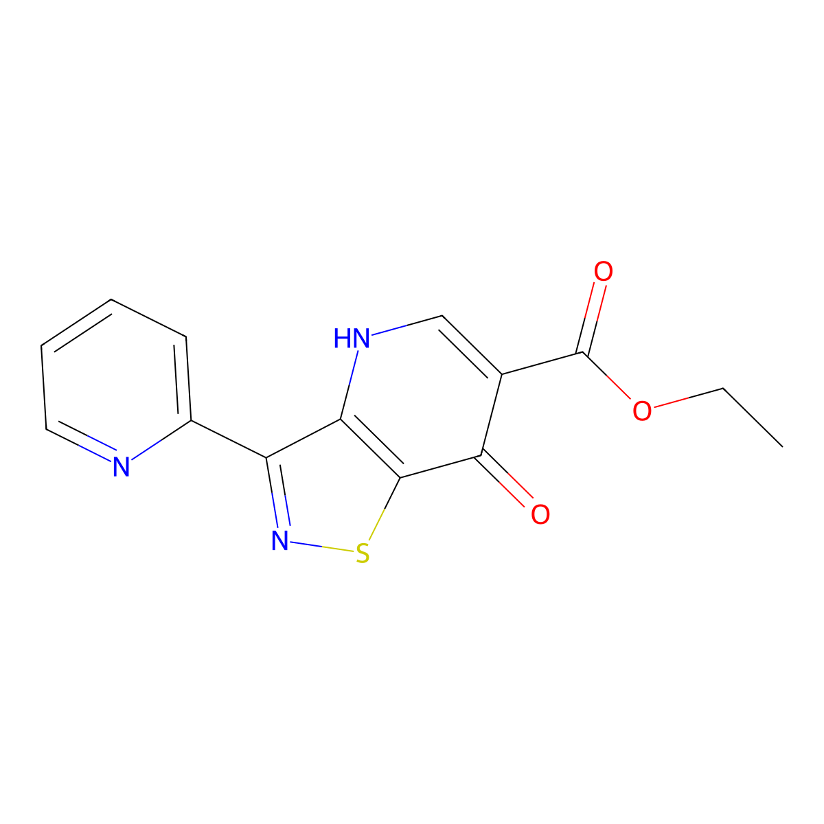 Ethyl 7-oxo-3-(pyridin-2-yl)-4,7-dihydro[1,2]thiazolo[4,5-b]pyridine-6-carboxylate molecular structure, CAS 1326832-74-9