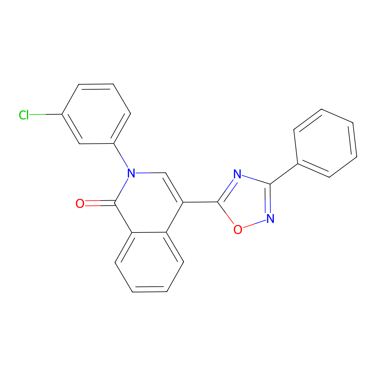 2-(3-chlorophenyl)-4-(3-phenyl-1,2,4-oxadiazol-5-yl)isoquinolin-1(2H)-one molecular structure, CAS 1326832-75-0