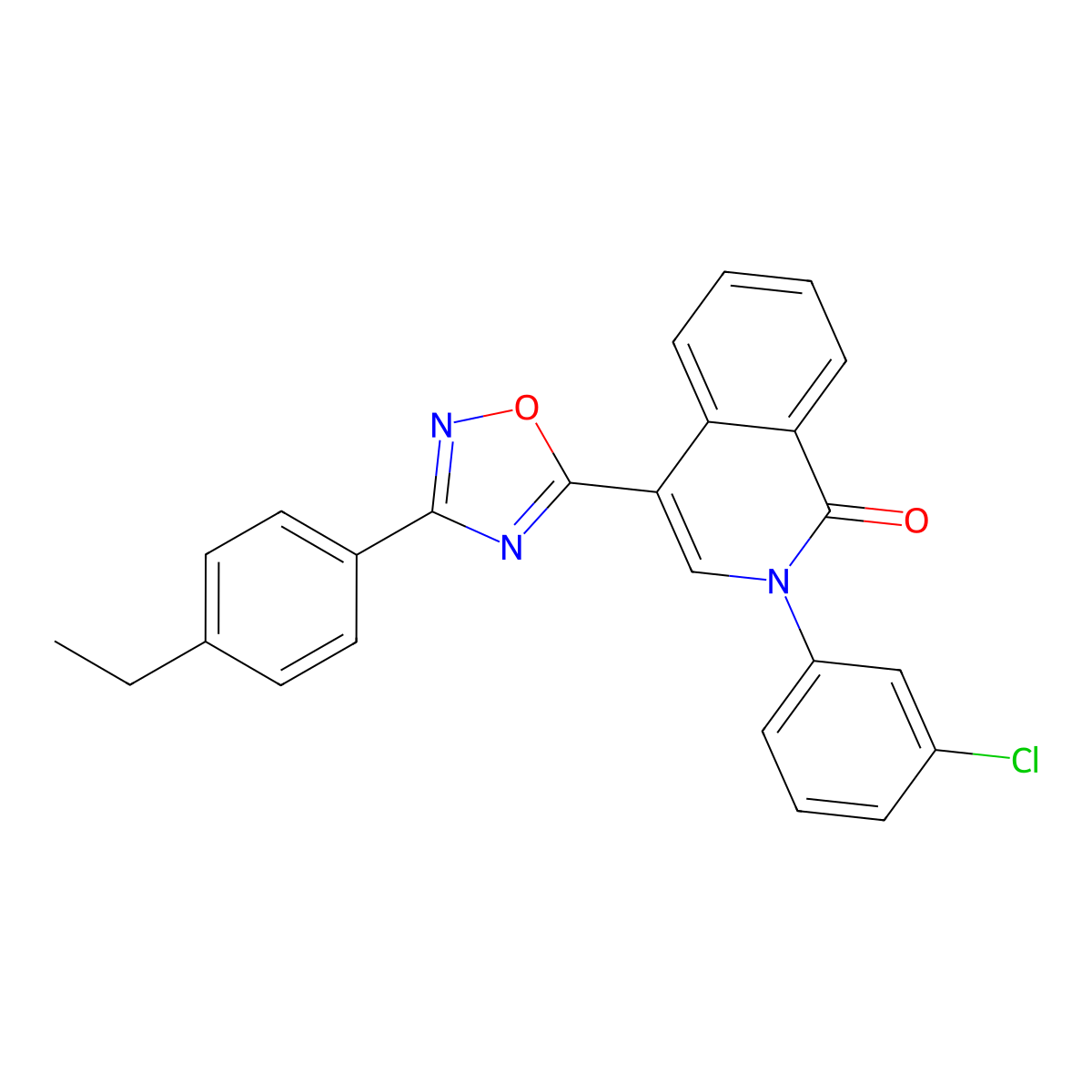 2-(3-chlorophenyl)-4-[3-(4-ethylphenyl)-1,2,4-oxadiazol-5-yl]isoquinolin-1(2H)-one molecular structure, CAS 1326832-78-3