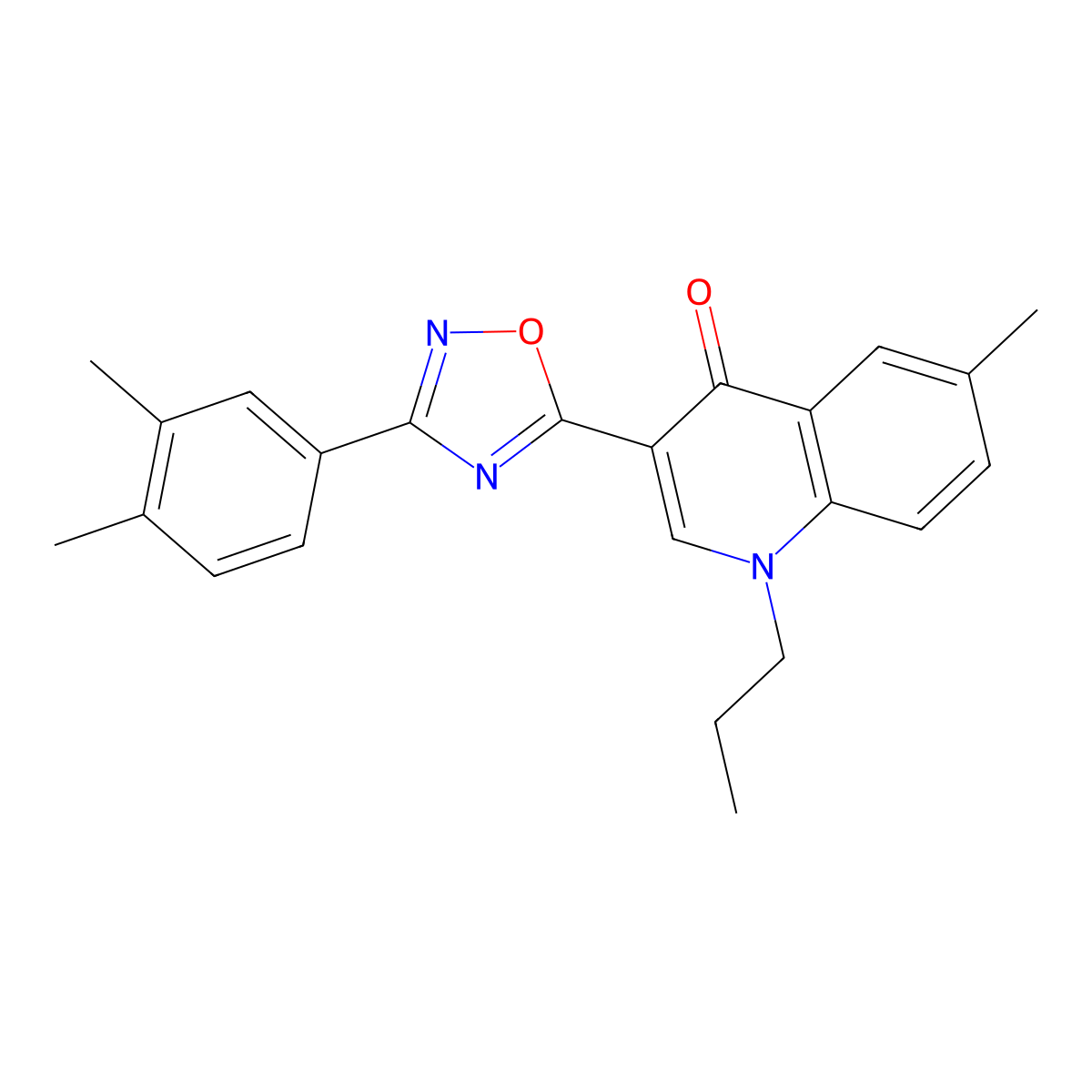 3-[3-(3,4-dimethylphenyl)-1,2,4-oxadiazol-5-yl]-6-methyl-1-propylquinolin-4(1H)-one molecular structure, CAS 1326832-99-8
