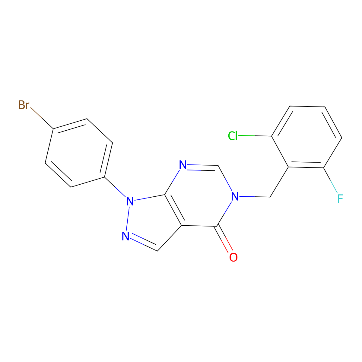 1-(4-bromophenyl)-5-(2-chloro-6-fluorobenzyl)-1,5-dihydro-4H-pyrazolo[3,4-d]pyrimidin-4-one molecular structure, CAS 1326833-18-4