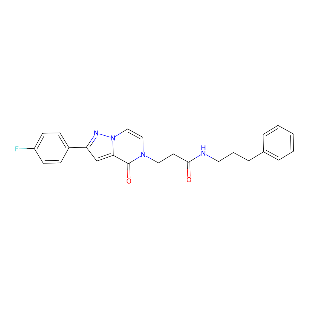 3-[2-(4-fluorophenyl)-4-oxopyrazolo[1,5-a]pyrazin-5(4H)-yl]-N-(3-phenylpropyl)propanamide molecular structure, CAS 1326833-20-8