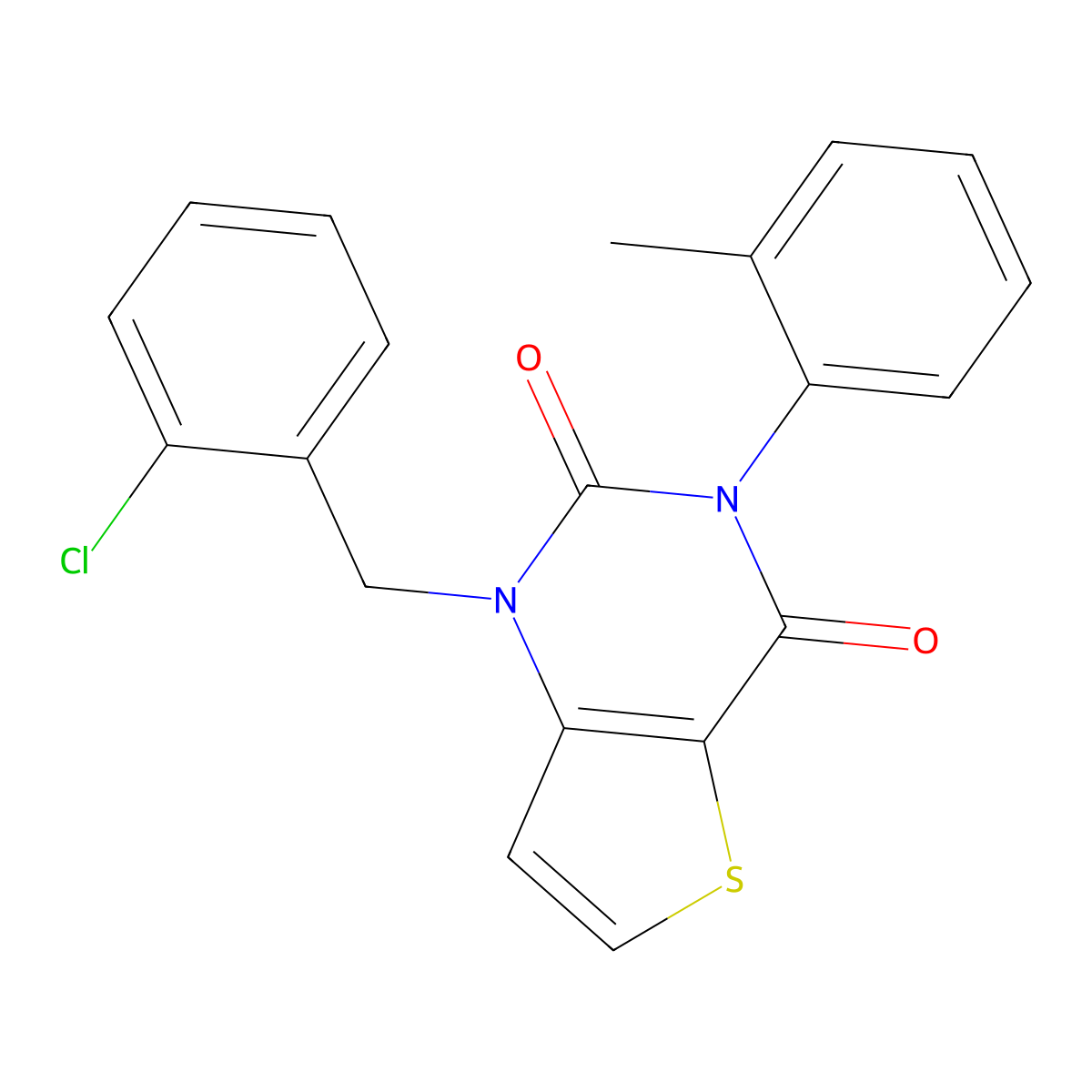 1-(2-chlorobenzyl)-3-(2-methylphenyl)thieno[3,2-d]pyrimidine-2,4(1H,3H)-dione molecular structure, CAS 1326833-31-1