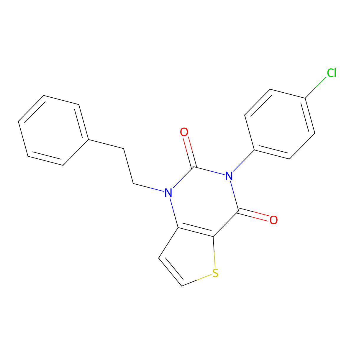 3-(4-chlorophenyl)-1-(2-phenylethyl)thieno[3,2-d]pyrimidine-2,4(1H,3H)-dione molecular structure, CAS 1326833-47-9