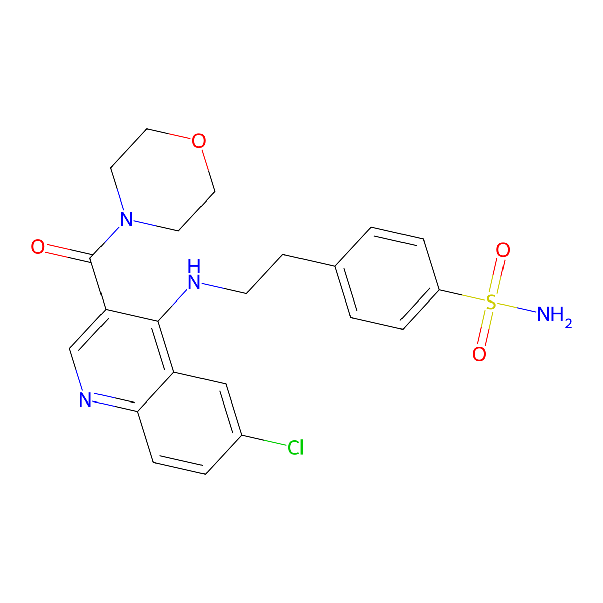 4-(2-{[6-Chloro-3-(morpholine-4-carbonyl)quinolin-4-yl]amino}ethyl)benzene-1-sulfonamide molecular structure, CAS 1326833-68-4