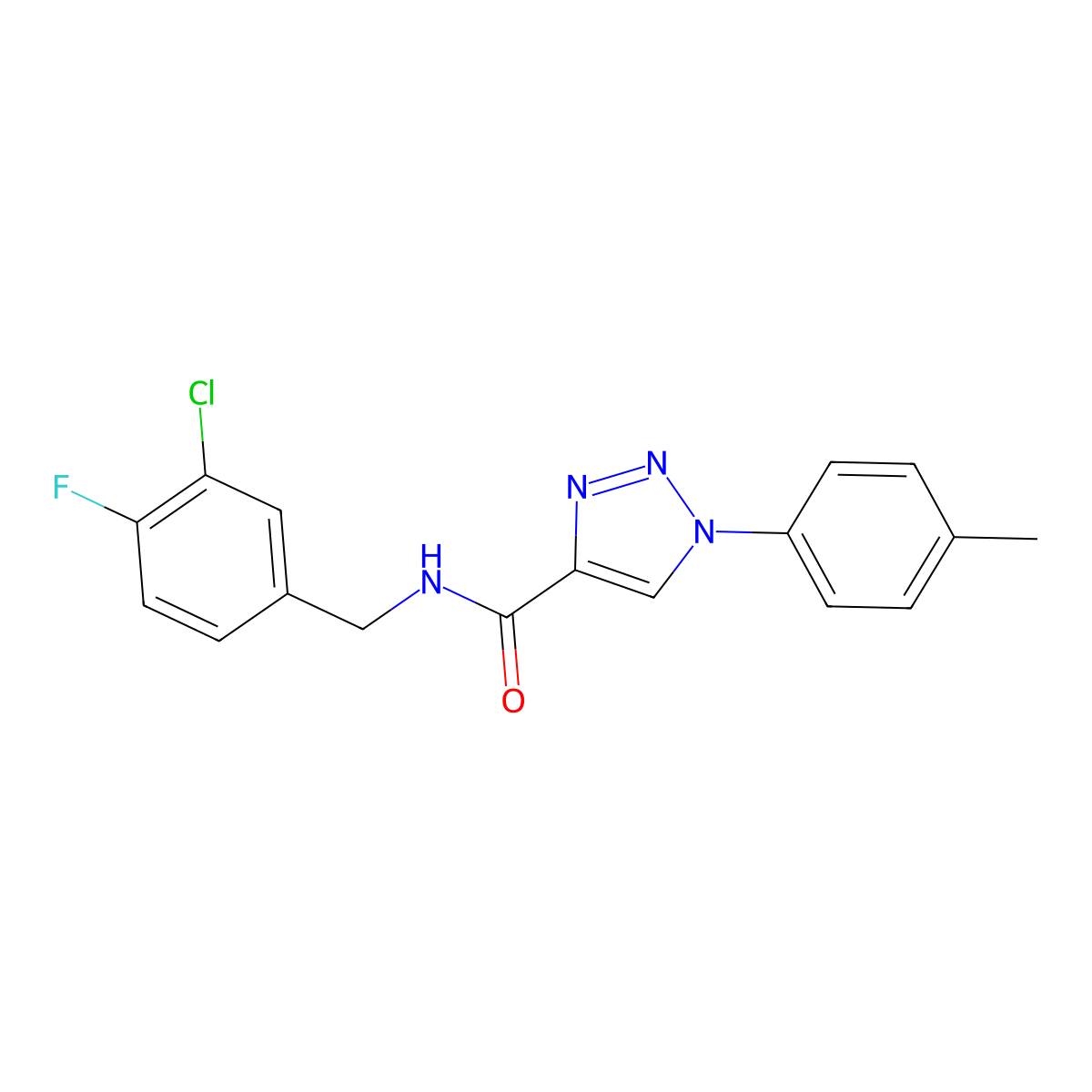 N-[(3-chloro-4-fluorophenyl)methyl]-1-(4-methylphenyl)-1H-1,2,3-triazole-4-carboxamide molecular structure, CAS 1326833-80-0