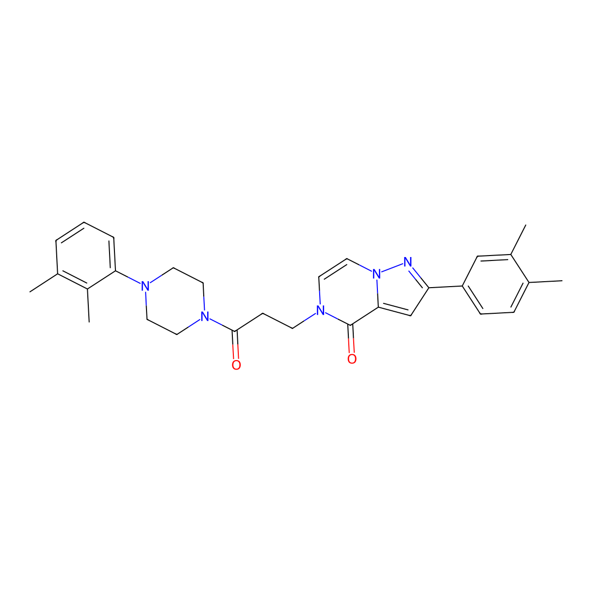 2-(3,4-dimethylphenyl)-5-{3-[4-(2,3-dimethylphenyl)piperazin-1-yl]-3-oxopropyl}pyrazolo[1,5-a]pyrazin-4(5H)-one molecular structure, CAS 1326833-99-1