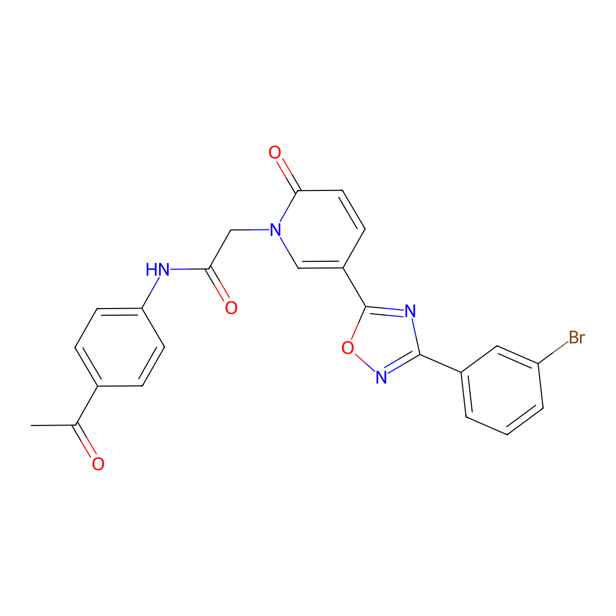 N-(4-acetylphenyl)-2-(5-(3-(3-bromophenyl)-1,2,4-oxadiazol-5-yl)-2-oxopyridin-1(2H)-yl)acetamide molecular structure, CAS 1326834-01-8