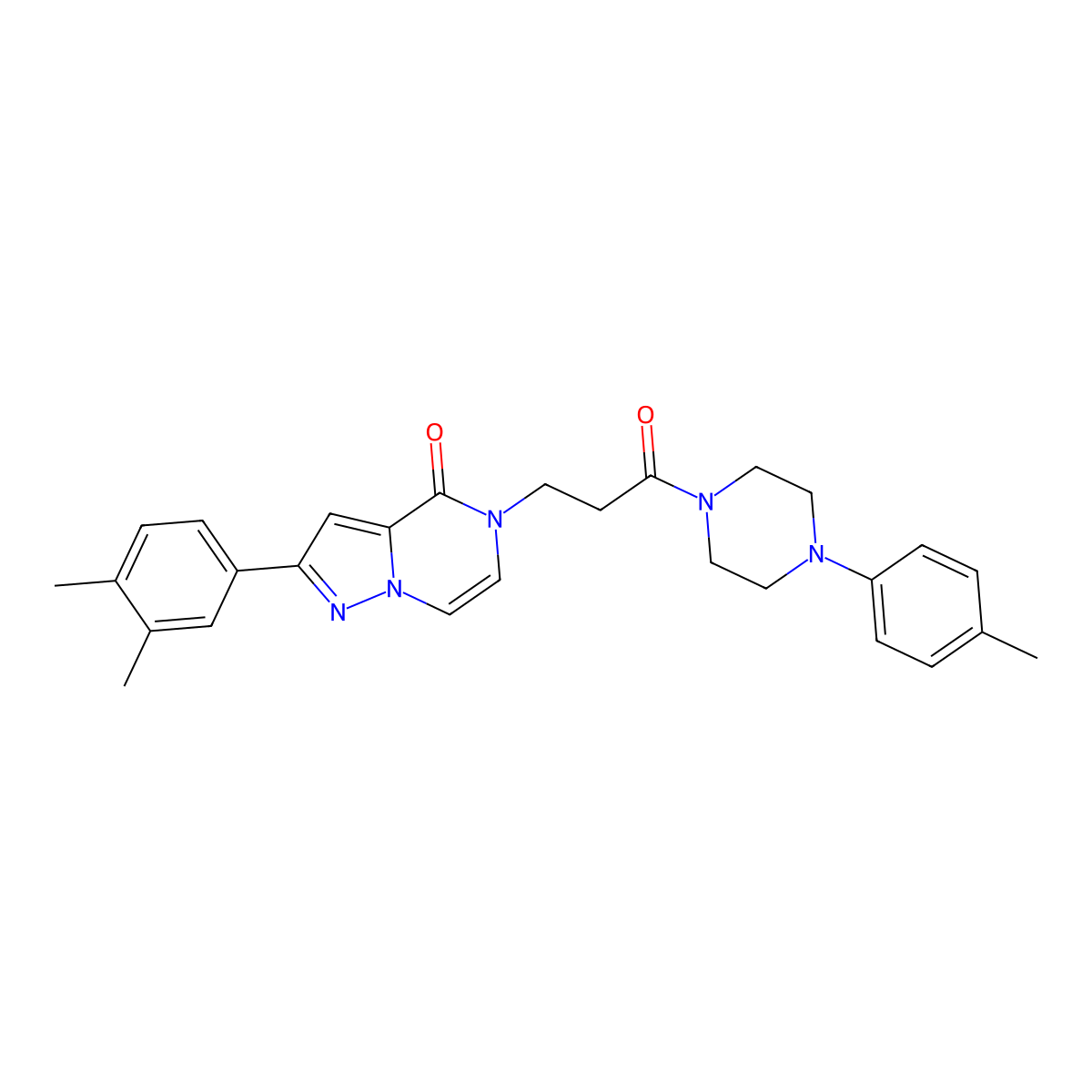 2-(3,4-dimethylphenyl)-5-{3-[4-(4-methylphenyl)piperazin-1-yl]-3-oxopropyl}pyrazolo[1,5-a]pyrazin-4(5H)-one molecular structure, CAS 1326834-04-1