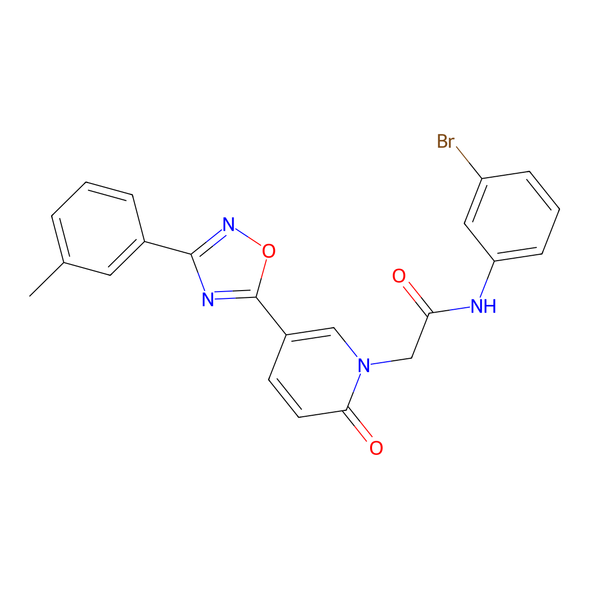 N-(3-bromophenyl)-2-{5-[3-(3-methylphenyl)-1,2,4-oxadiazol-5-yl]-2-oxopyridin-1(2H)-yl}acetamide molecular structure, CAS 1326834-12-1