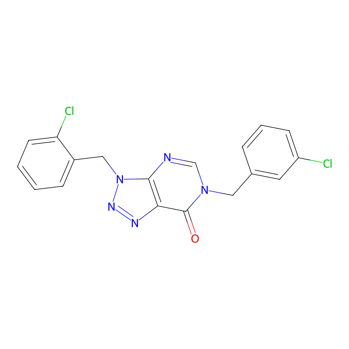 3-(2-chlorobenzyl)-6-(3-chlorobenzyl)-3,6-dihydro-7H-[1,2,3]triazolo[4,5-d]pyrimidin-7-one molecular structure, CAS 1326834-31-4