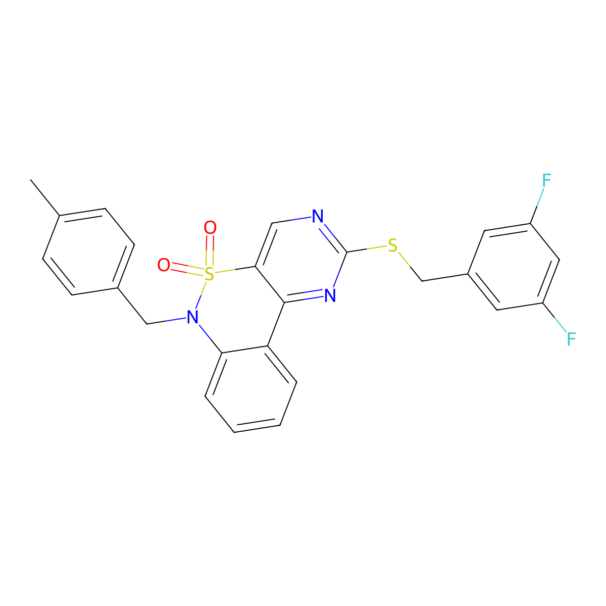 2-[(3,5-difluorobenzyl)sulfanyl]-6-(4-methylbenzyl)-6H-pyrimido[5,4-c][2,1]benzothiazine 5,5-dioxide molecular structure, CAS 1326834-62-1