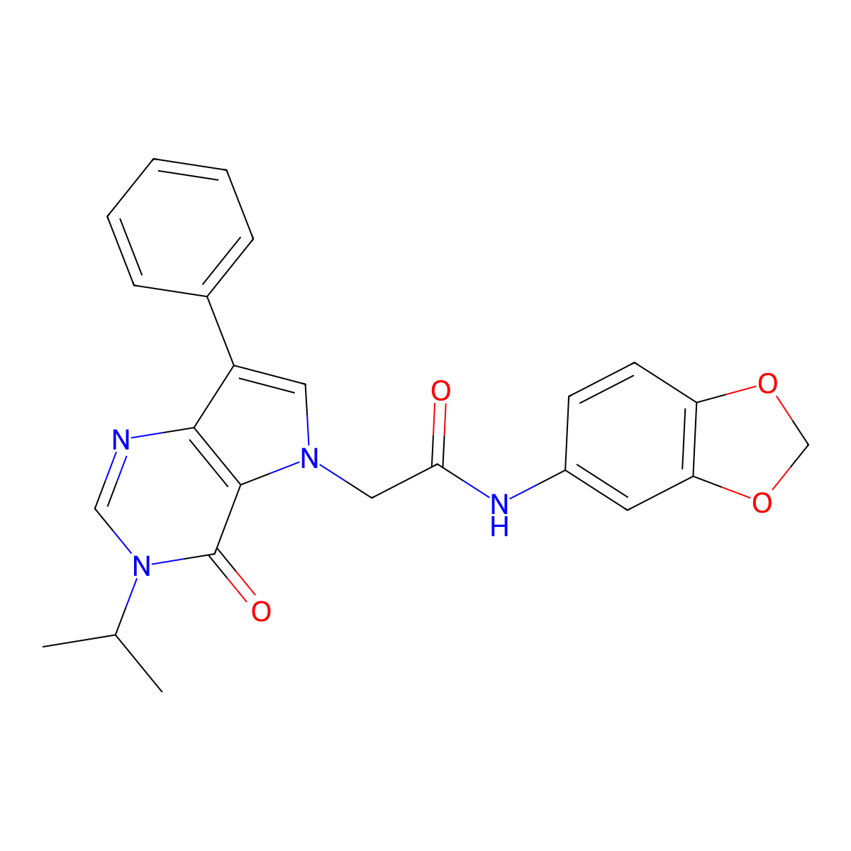 N-(1,3-benzodioxol-5-yl)-2-(4-oxo-7-phenyl-3-propan-2-ylpyrrolo[3,2-d]pyrimidin-5-yl)acetamide molecular structure, CAS 1326834-94-9