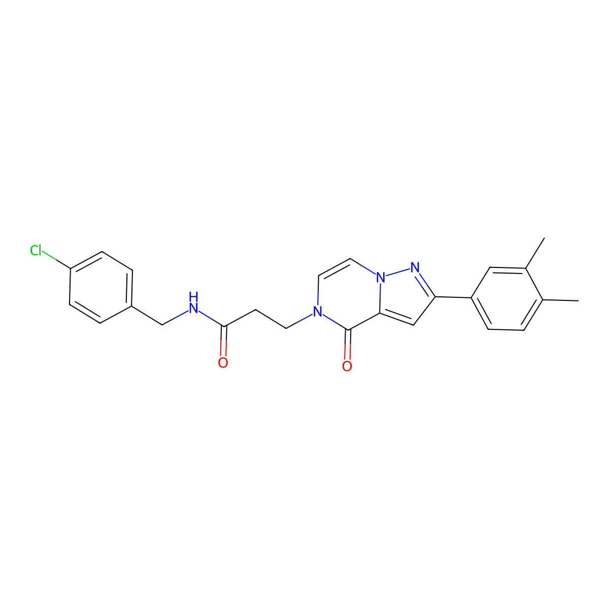 N-(4-chlorobenzyl)-3-[2-(3,4-dimethylphenyl)-4-oxopyrazolo[1,5-a]pyrazin-5(4H)-yl]propanamide molecular structure, CAS 1326835-21-5