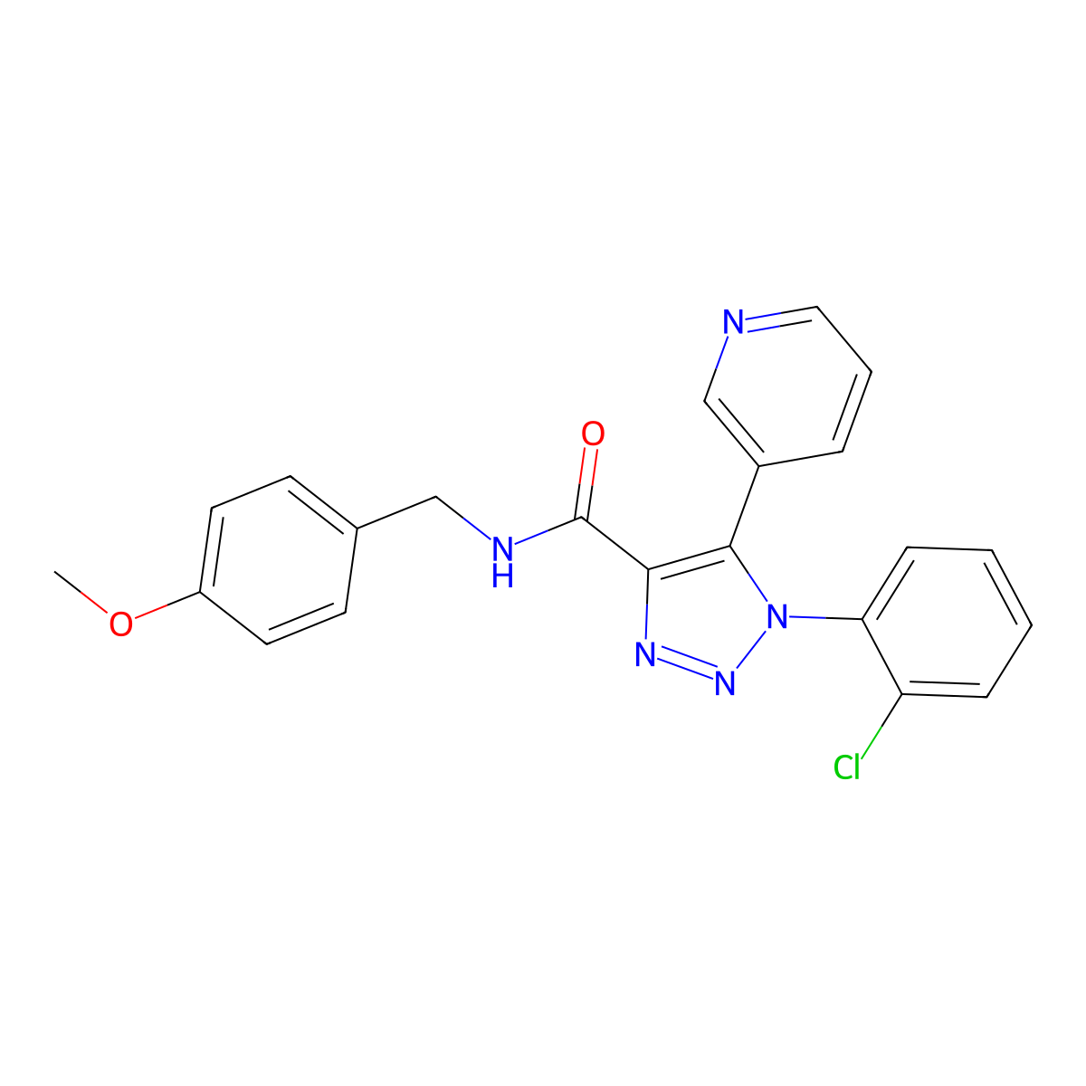 1-(2-chlorophenyl)-N-(4-methoxybenzyl)-5-(pyridin-3-yl)-1H-1,2,3-triazole-4-carboxamide molecular structure, CAS 1326835-35-1