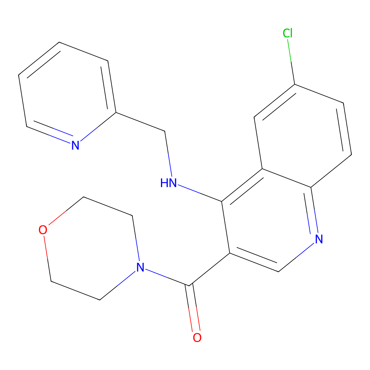 {6-Chloro-4-[(pyridin-2-ylmethyl)amino]quinolin-3-yl}(morpholin-4-yl)methanone molecular structure, CAS 1326835-47-5