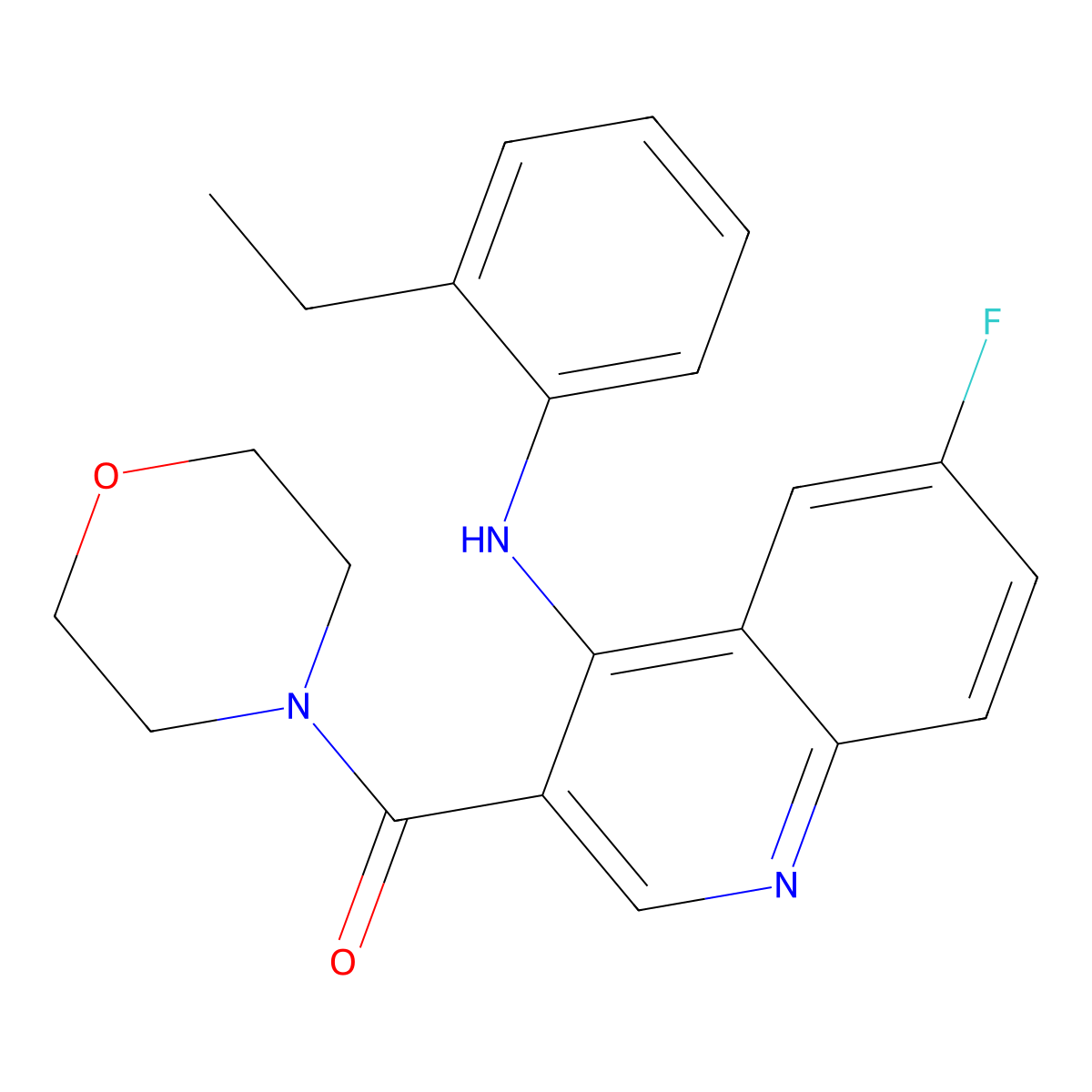 (4-((2-Ethylphenyl)amino)-6-fluoroquinolin-3-yl)(morpholino)methanone molecular structure, CAS 1326835-60-2