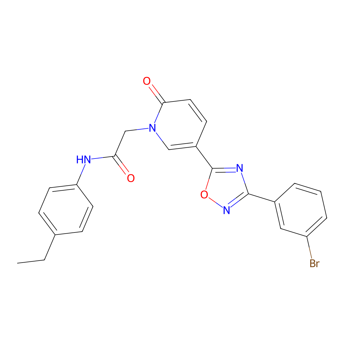 2-(5-(3-(3-bromophenyl)-1,2,4-oxadiazol-5-yl)-2-oxopyridin-1(2H)-yl)-N-(4-ethylphenyl)acetamide molecular structure, CAS 1326835-62-4