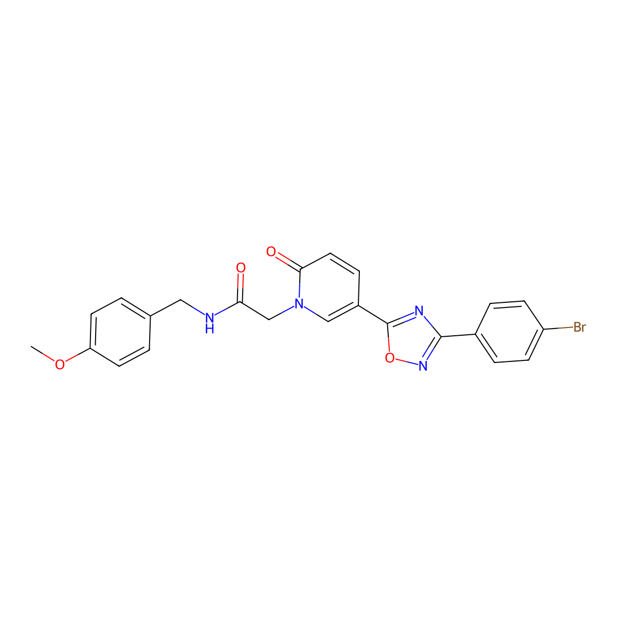 2-(5-(3-(4-bromophenyl)-1,2,4-oxadiazol-5-yl)-2-oxopyridin-1(2H)-yl)-N-(4-methoxybenzyl)acetamide molecular structure, CAS 1326835-68-0