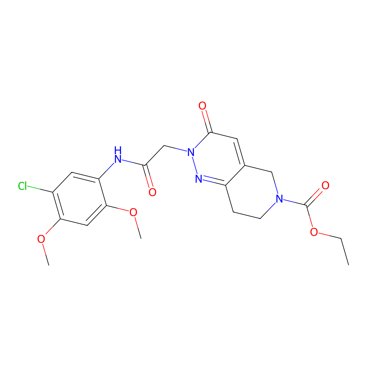 ethyl 2-{2-[(5-chloro-2,4-dimethoxyphenyl)amino]-2-oxoethyl}-3-oxo-3,5,7,8-tetrahydropyrido[4,3-c]pyridazine-6(2H)-carboxylate molecular structure, CAS 1326836-66-1