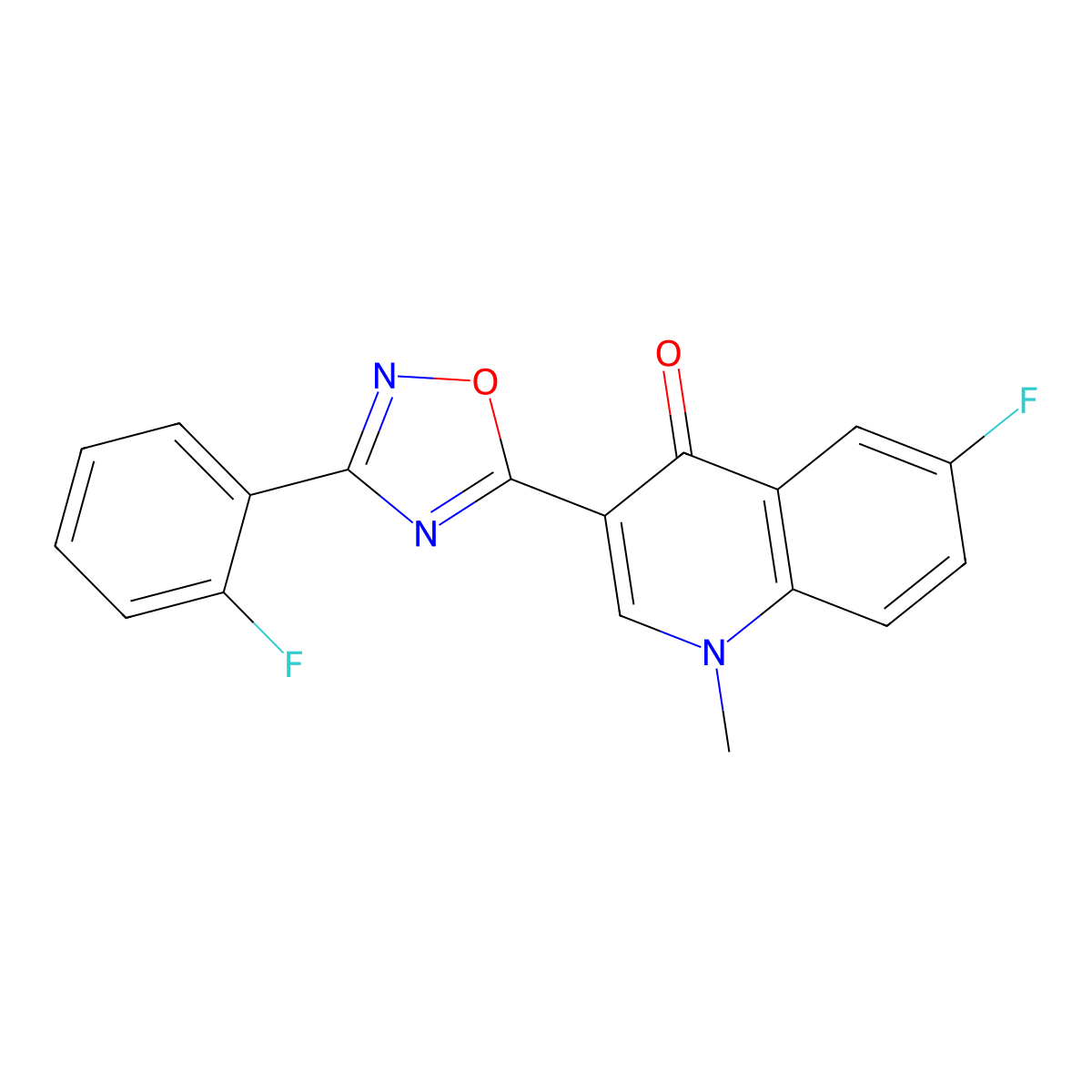 6-fluoro-3-(3-(2-fluorophenyl)-1,2,4-oxadiazol-5-yl)-1-methylquinolin-4(1H)-one molecular structure, CAS 1326837-65-3