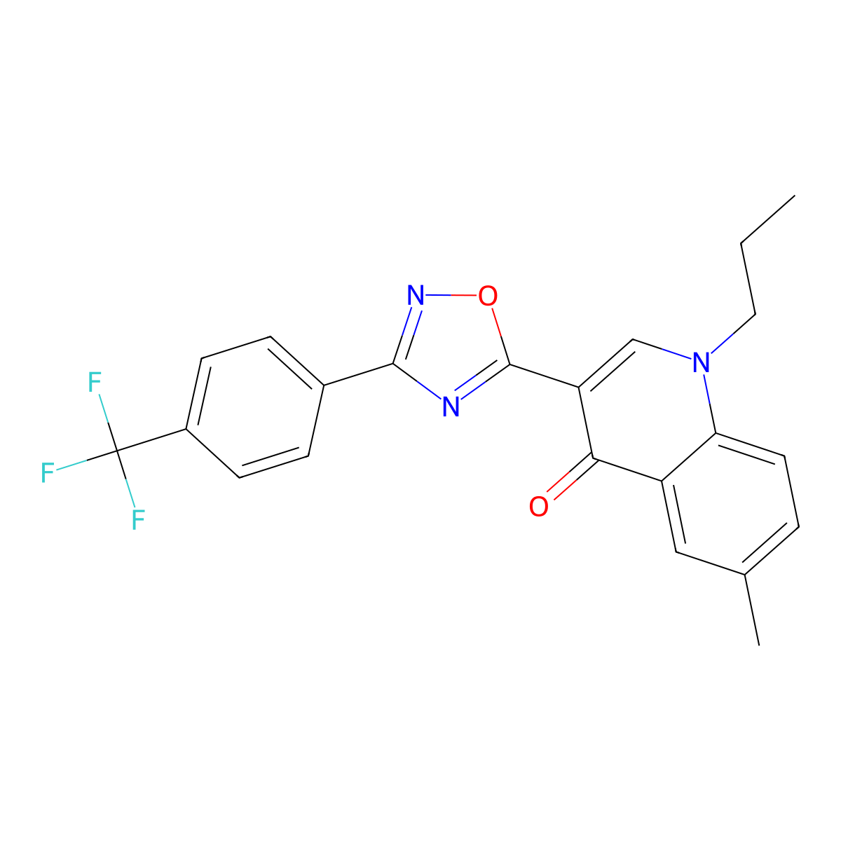 6-Methyl-1-propyl-3-{3-[4-(trifluoromethyl)phenyl]-1,2,4-oxadiazol-5-yl}-1,4-dihydroquinolin-4-one molecular structure, CAS 1326837-71-1