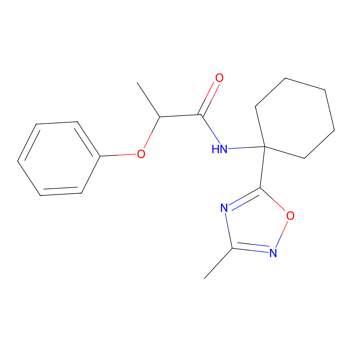 N-[1-(3-methyl-1,2,4-oxadiazol-5-yl)cyclohexyl]-2-phenoxypropanamide molecular structure, CAS 1326837-92-6