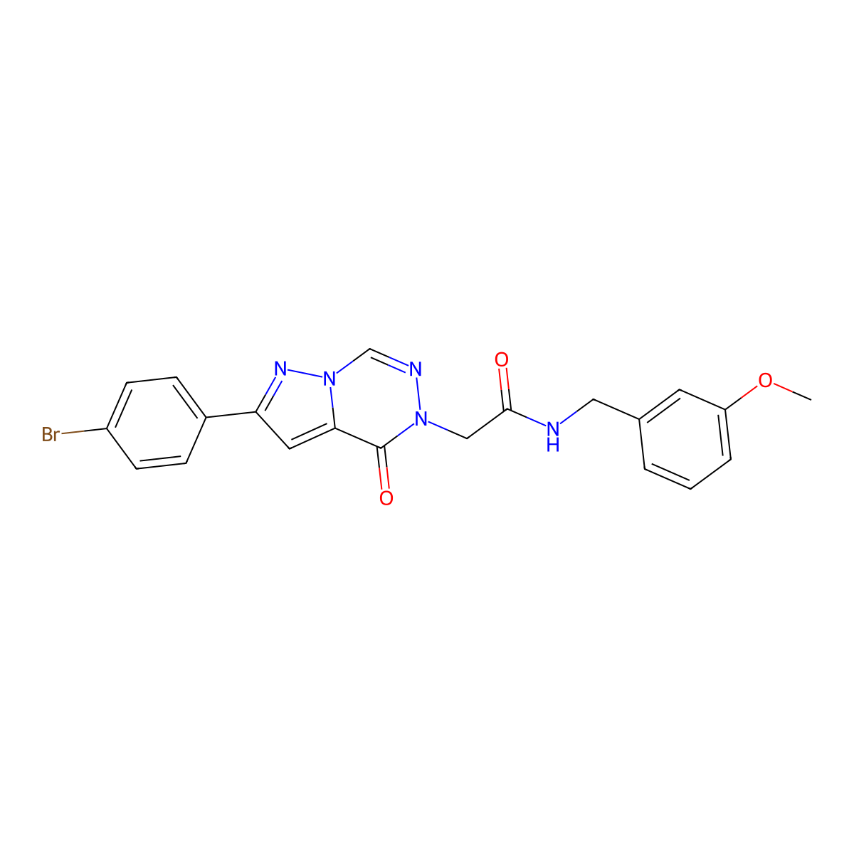 2-[2-(4-bromophenyl)-4-oxo-4H,5H-pyrazolo[1,5-d][1,2,4]triazin-5-yl]-N-[(3-methoxyphenyl)methyl]acetamide molecular structure, CAS 1326837-93-7