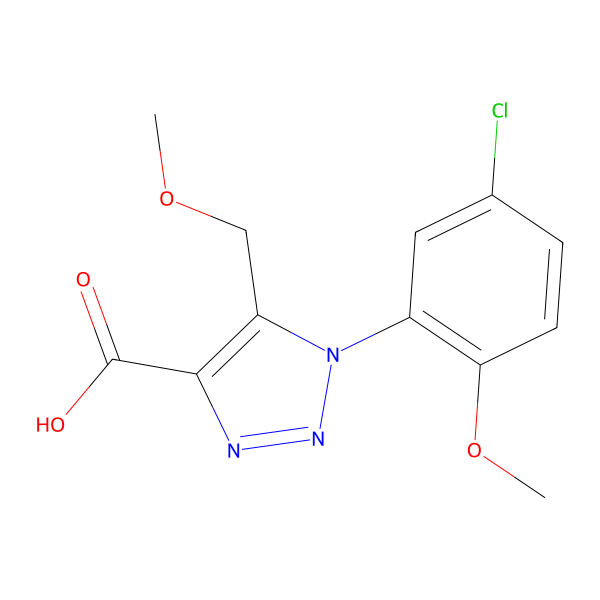 1-(5-chloro-2-methoxyphenyl)-5-(methoxymethyl)-1H-1,2,3-triazole-4-carboxylic acid molecular structure, CAS 1326837-98-2