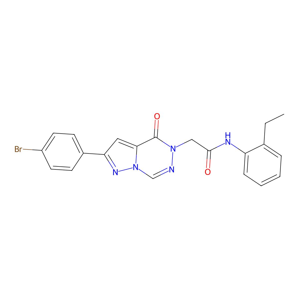 2-[2-(4-bromophenyl)-4-oxo-4H,5H-pyrazolo[1,5-d][1,2,4]triazin-5-yl]-N-(2-ethylphenyl)acetamide molecular structure, CAS 1326838-22-5