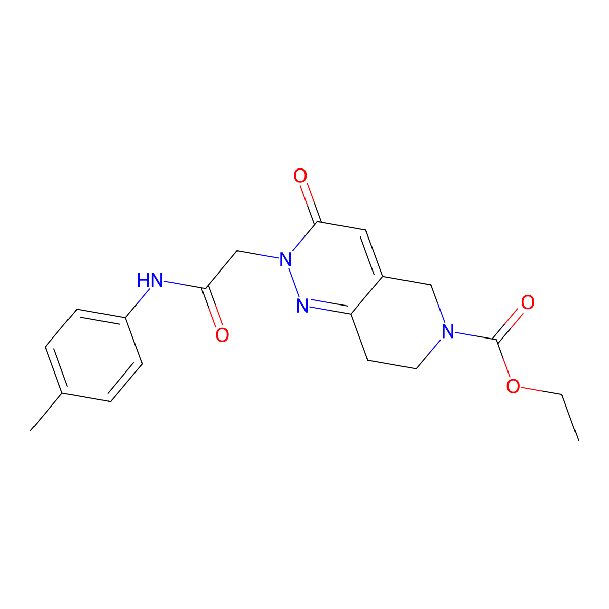 ethyl 2-{2-[(4-methylphenyl)amino]-2-oxoethyl}-3-oxo-3,5,7,8-tetrahydropyrido[4,3-c]pyridazine-6(2H)-carboxylate molecular structure, CAS 1326838-80-5