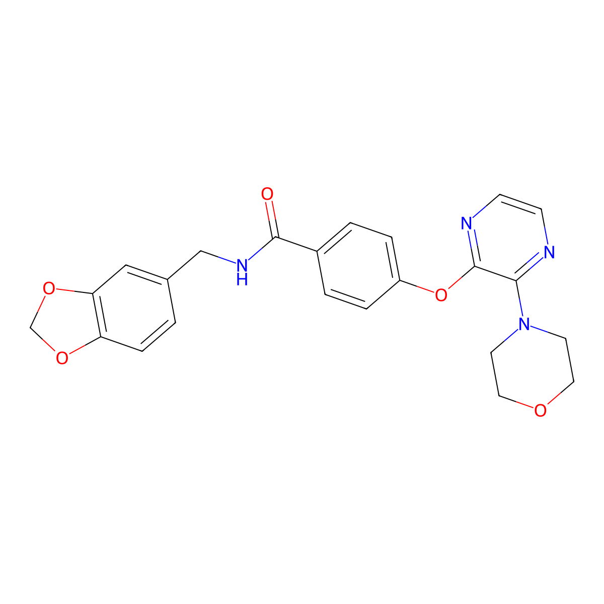 N-(1,3-benzodioxol-5-ylmethyl)-4-[(3-morpholin-4-ylpyrazin-2-yl)oxy]benzamide molecular structure, CAS 1326839-18-2
