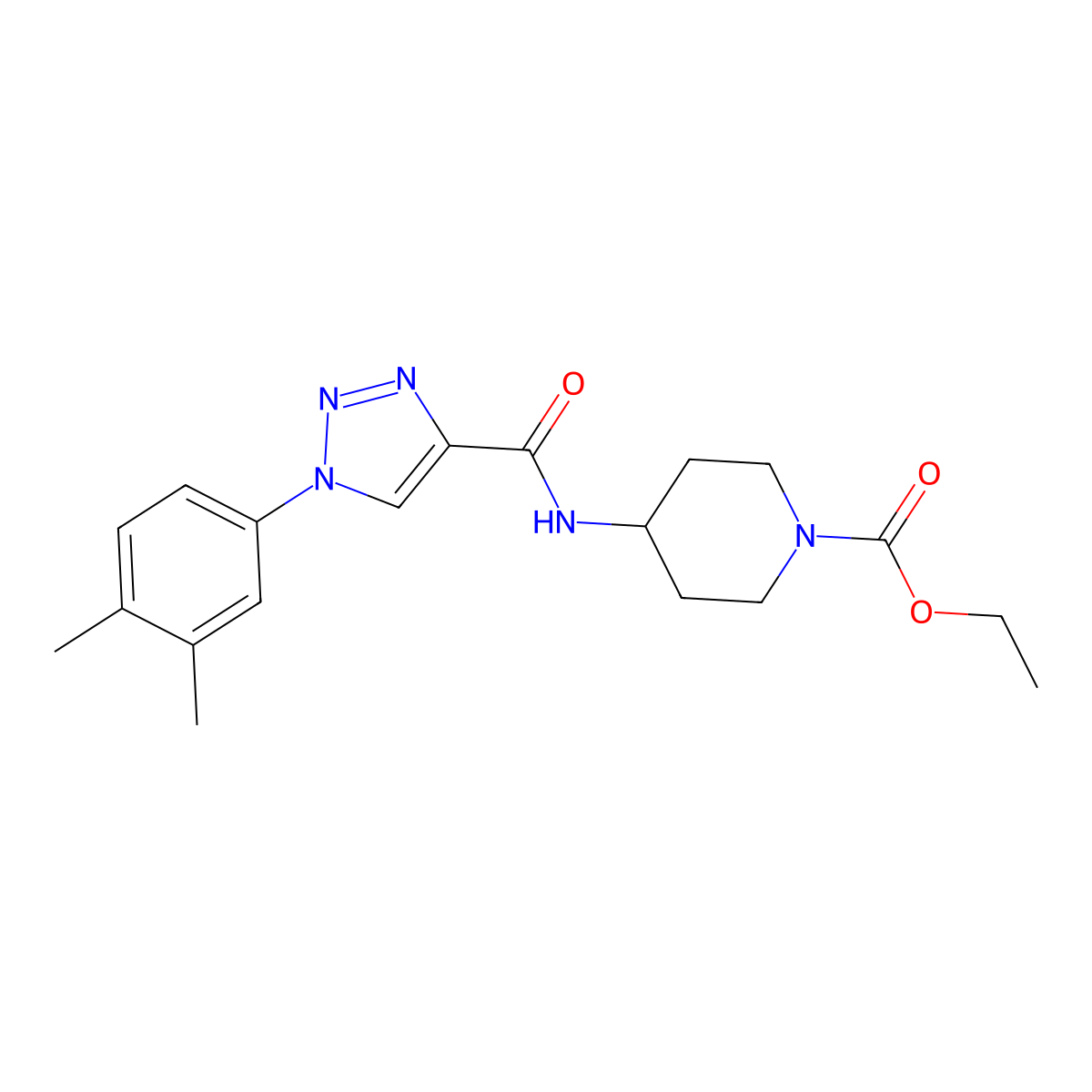 ethyl 4-({[1-(3,4-dimethylphenyl)-1H-1,2,3-triazol-4-yl]carbonyl}amino)piperidine-1-carboxylate molecular structure, CAS 1326839-71-7