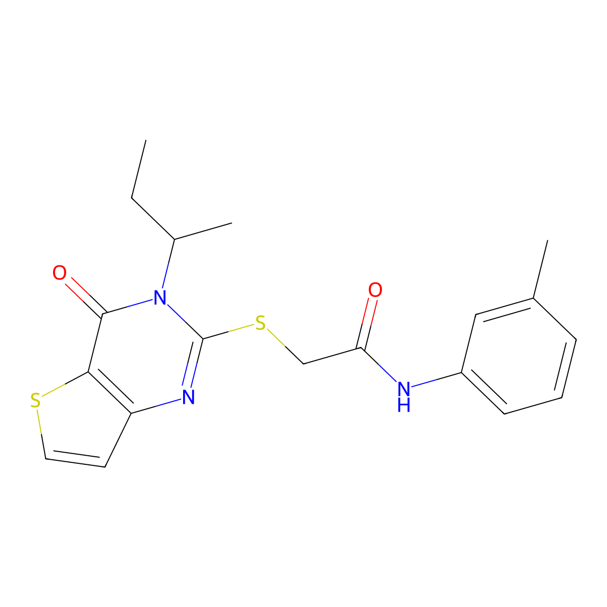 2-((3-(sec-butyl)-4-oxo-3,4-dihydrothieno[3,2-d]pyrimidin-2-yl)thio)-N-(m-tolyl)acetamide molecular structure, CAS 1326839-78-4