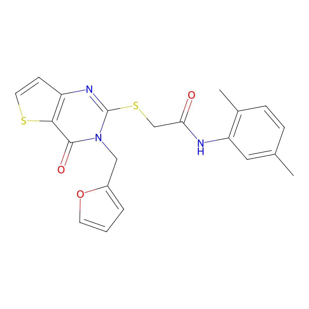 N-(2,5-dimethylphenyl)-2-{[3-(furan-2-ylmethyl)-4-oxo-3,4-dihydrothieno[3,2-d]pyrimidin-2-yl]sulfanyl}acetamide molecular structure, CAS 1326839-84-2
