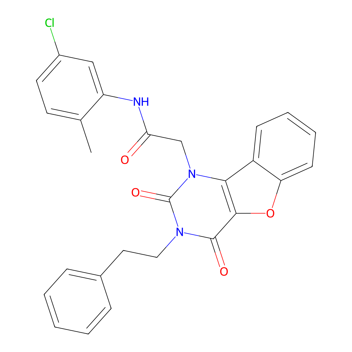 N-(5-chloro-2-methylphenyl)-2-[2,4-dioxo-3-(2-phenylethyl)-3,4-dihydro[1]benzofuro[3,2-d]pyrimidin-1(2H)-yl]acetamide molecular structure, CAS 1326840-08-7