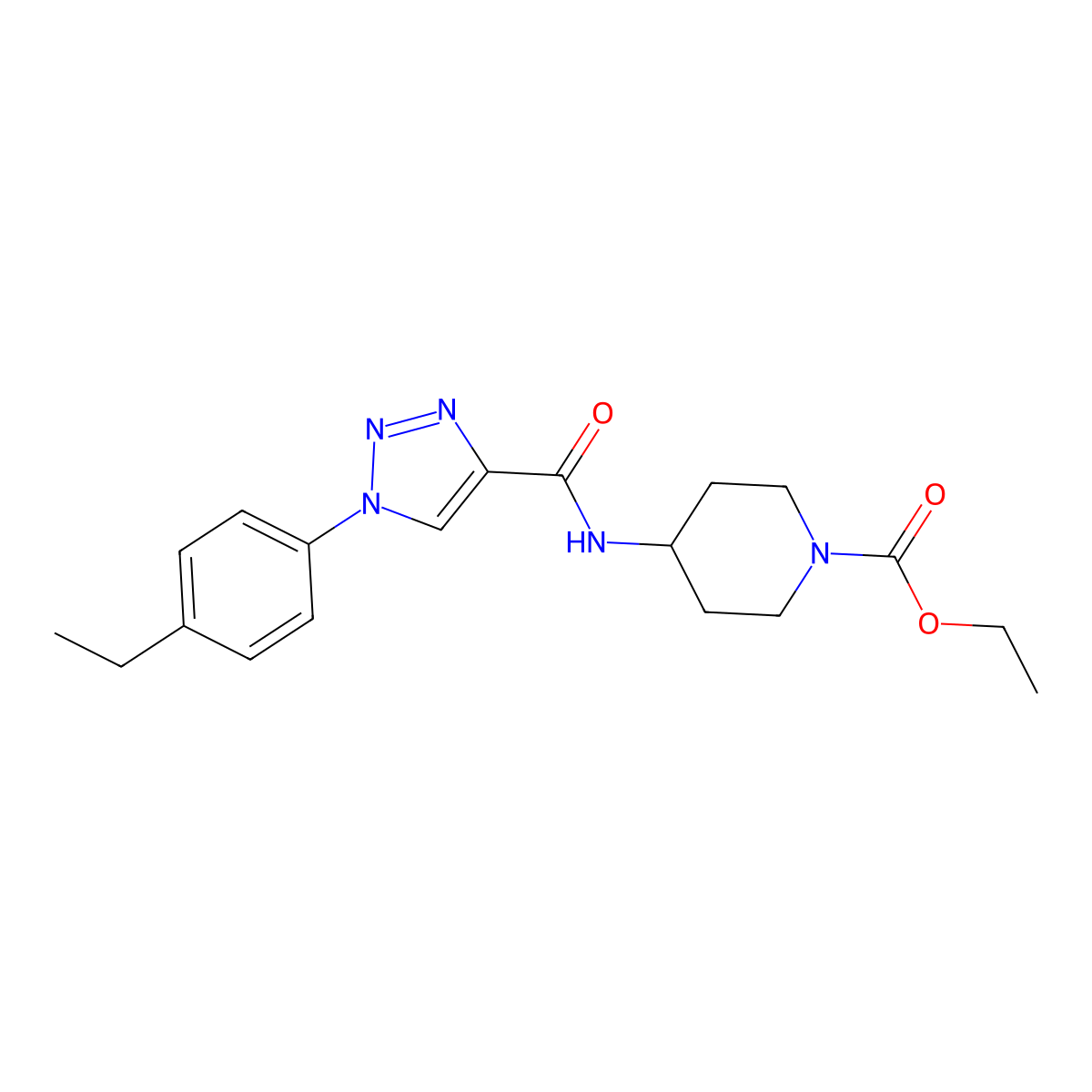 ethyl 4-({[1-(4-ethylphenyl)-1H-1,2,3-triazol-4-yl]carbonyl}amino)piperidine-1-carboxylate molecular structure, CAS 1326840-10-1