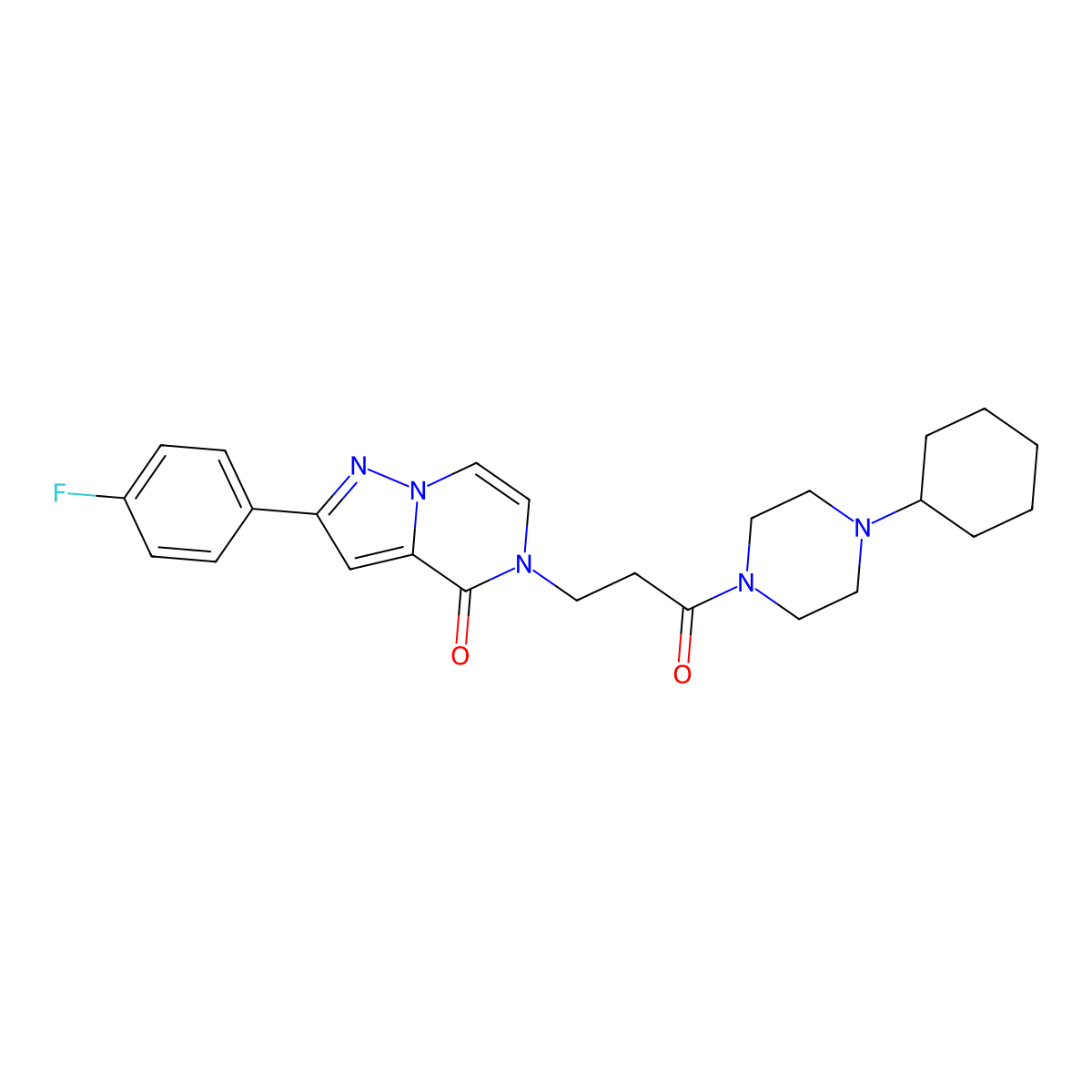 5-[3-(4-cyclohexylpiperazin-1-yl)-3-oxopropyl]-2-(4-fluorophenyl)pyrazolo[1,5-a]pyrazin-4(5H)-one molecular structure, CAS 1326840-30-5