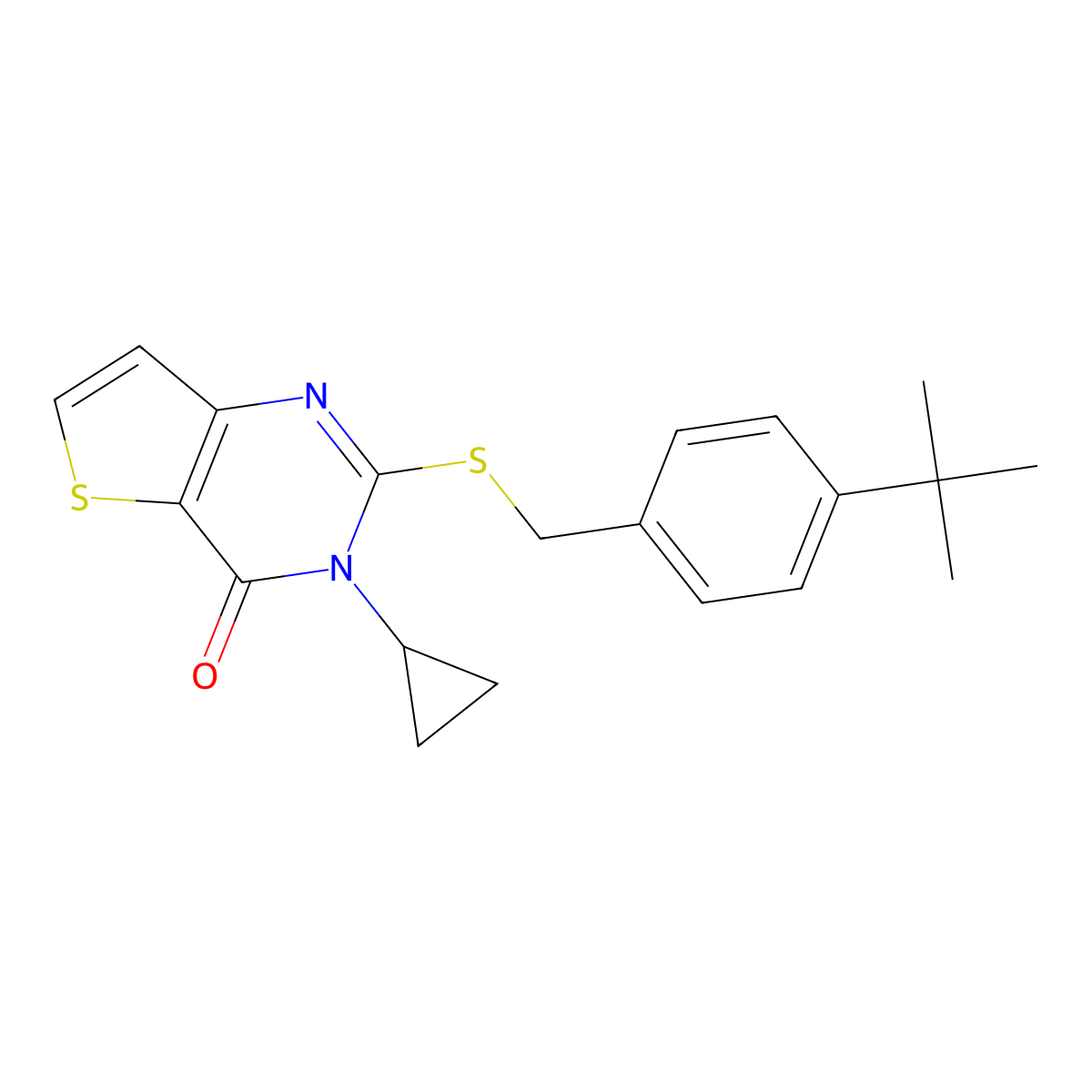 2-[(4-tert-butylbenzyl)sulfanyl]-3-cyclopropylthieno[3,2-d]pyrimidin-4(3H)-one molecular structure, CAS 1326840-53-2