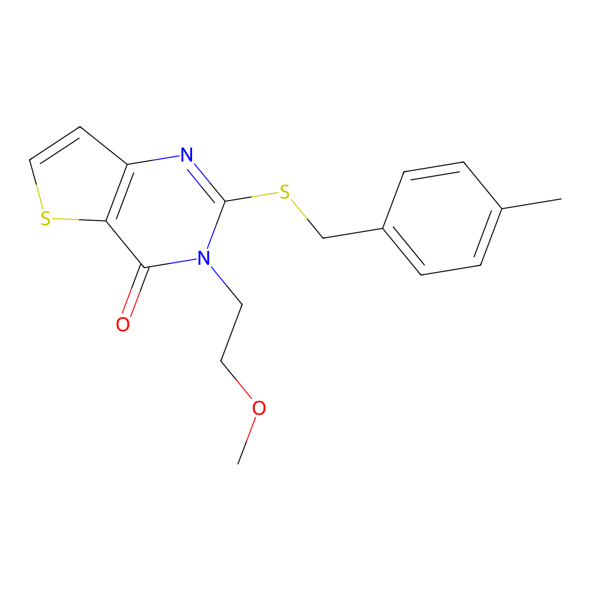 3-(2-methoxyethyl)-2-[(4-methylbenzyl)sulfanyl]thieno[3,2-d]pyrimidin-4(3H)-one molecular structure, CAS 1326840-75-8