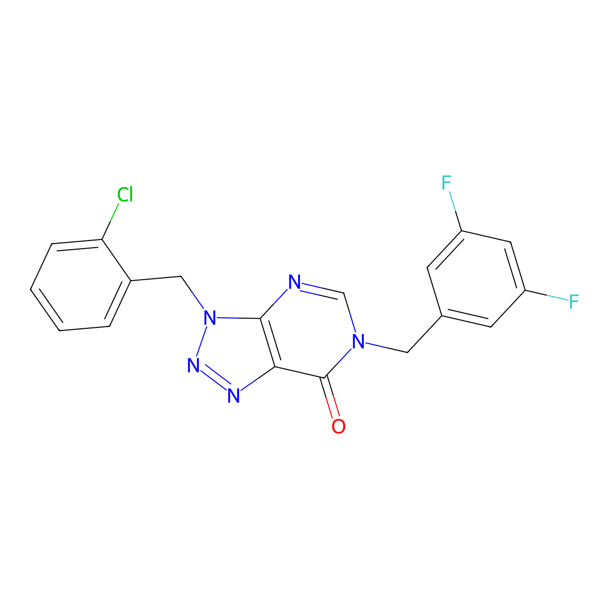 3-(2-chlorobenzyl)-6-(3,5-difluorobenzyl)-3,6-dihydro-7H-[1,2,3]triazolo[4,5-d]pyrimidin-7-one molecular structure, CAS 1326840-90-7
