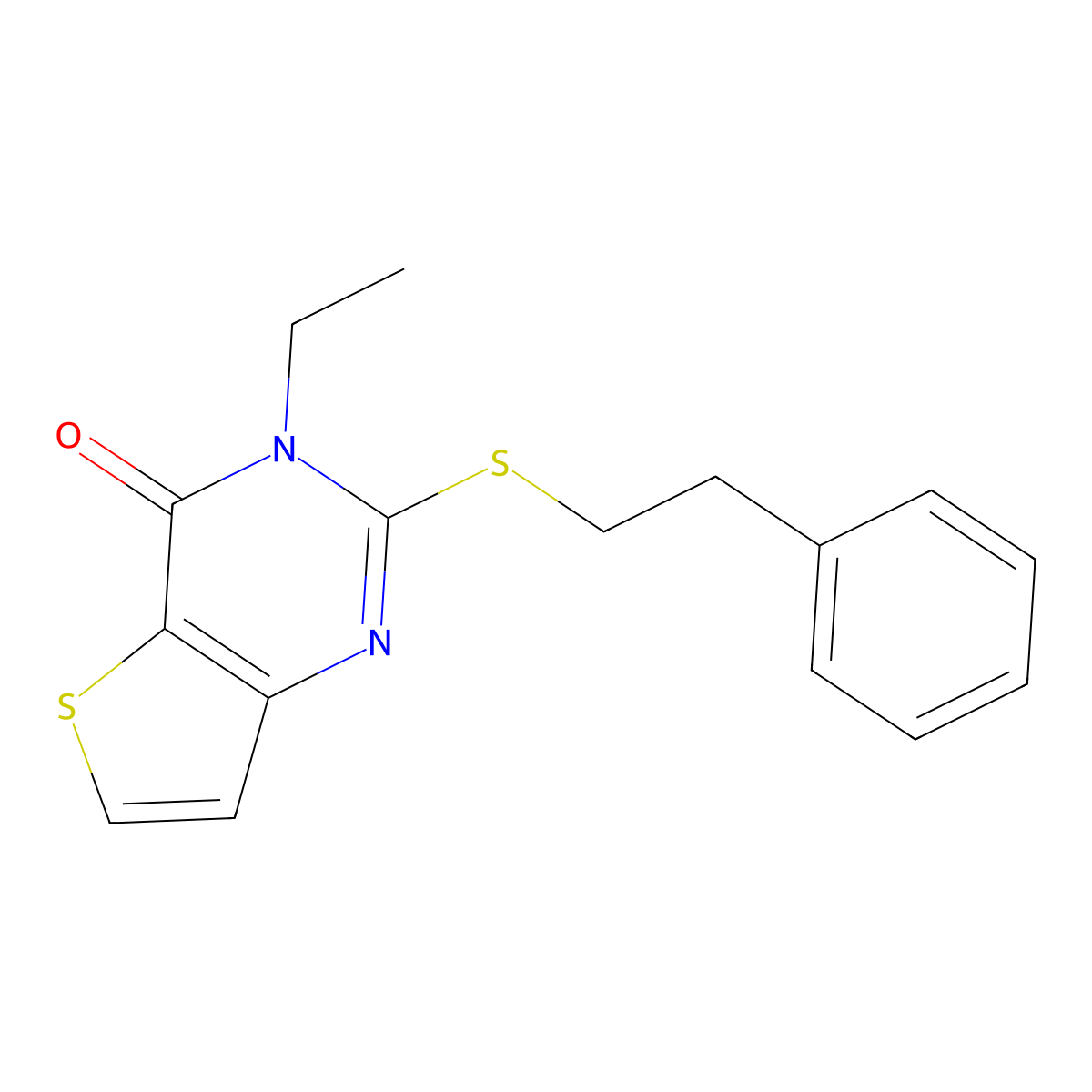 3-ethyl-2-[(2-phenylethyl)sulfanyl]thieno[3,2-d]pyrimidin-4(3H)-one molecular structure, CAS 1326842-08-3
