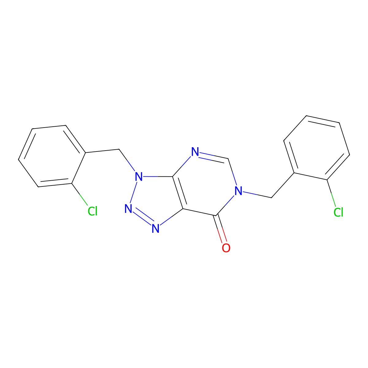 3,6-bis(2-chlorobenzyl)-3,6-dihydro-7H-[1,2,3]triazolo[4,5-d]pyrimidin-7-one molecular structure, CAS 1326842-23-2