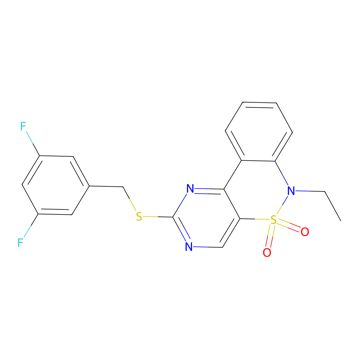 2-[(3,5-difluorobenzyl)sulfanyl]-6-ethyl-6H-pyrimido[5,4-c][2,1]benzothiazine 5,5-dioxide molecular structure, CAS 1326842-61-8