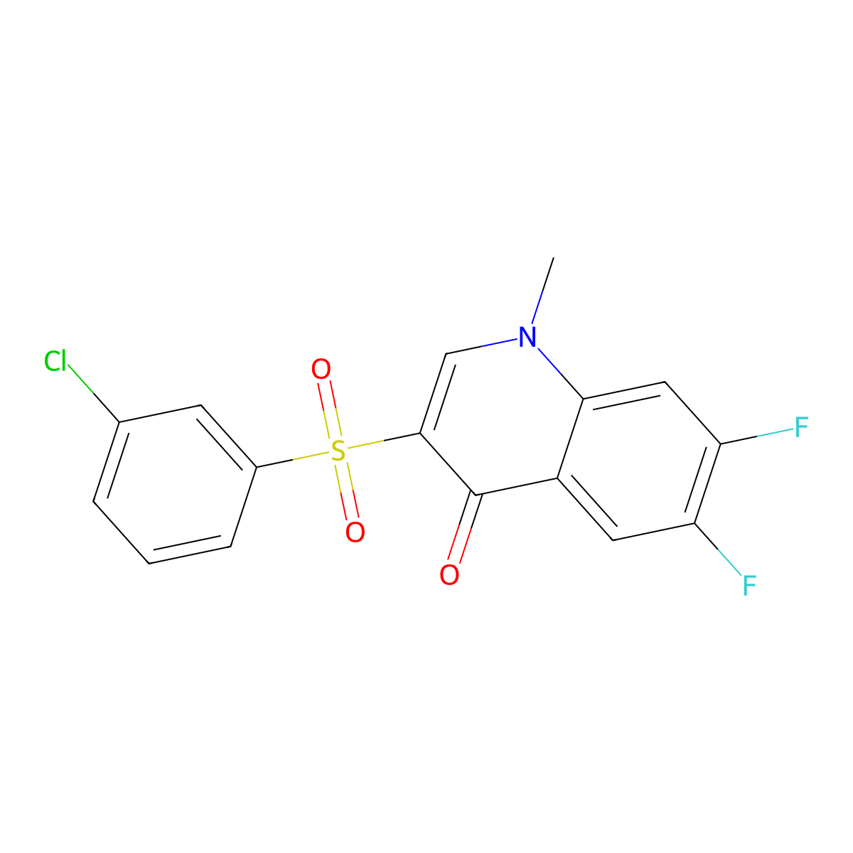 3-[(3-chlorophenyl)sulfonyl]-6,7-difluoro-1-methylquinolin-4(1H)-one molecular structure, CAS 1326842-71-0