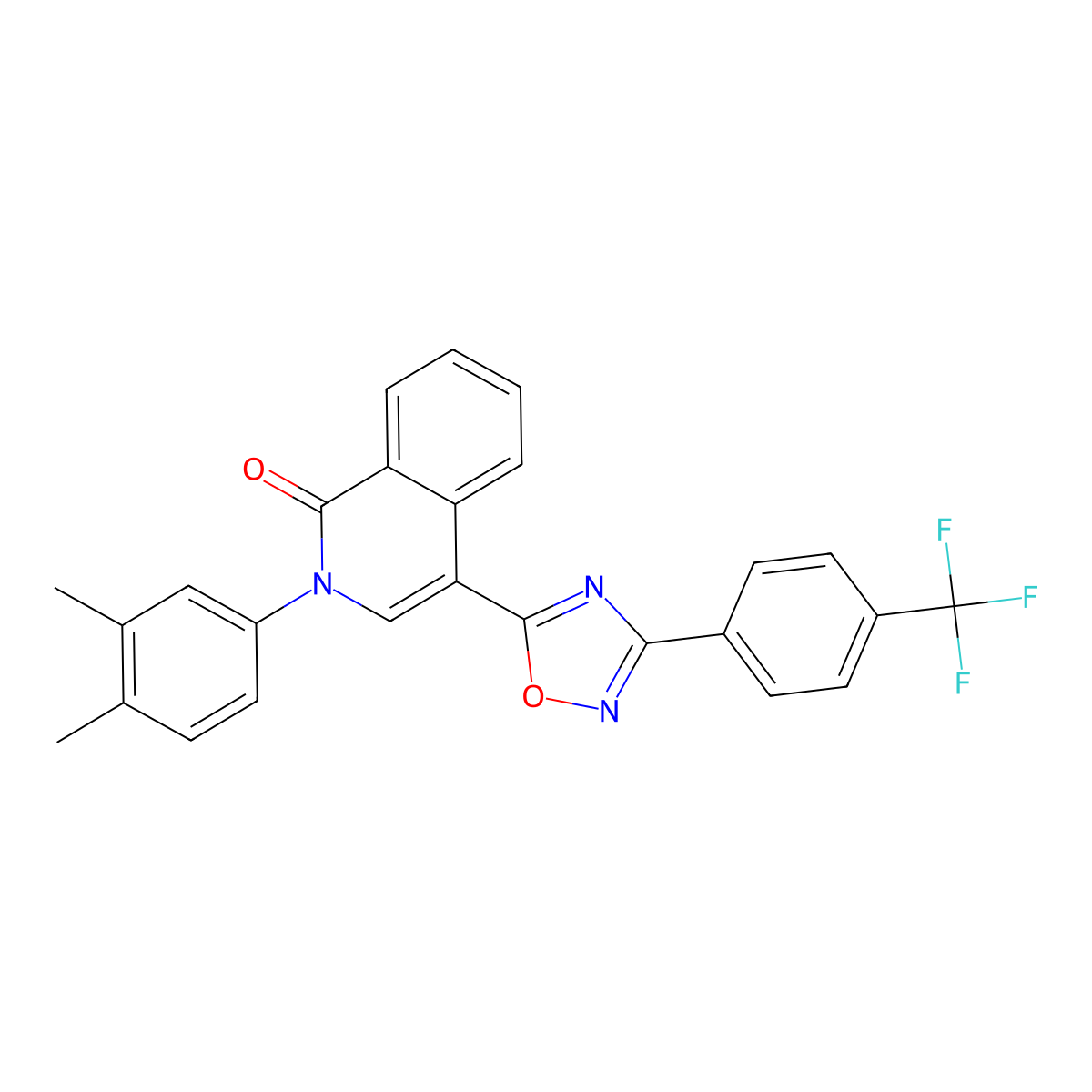 2-(3,4-dimethylphenyl)-4-{3-[4-(trifluoromethyl)phenyl]-1,2,4-oxadiazol-5-yl}isoquinolin-1(2H)-one molecular structure, CAS 1326843-41-7